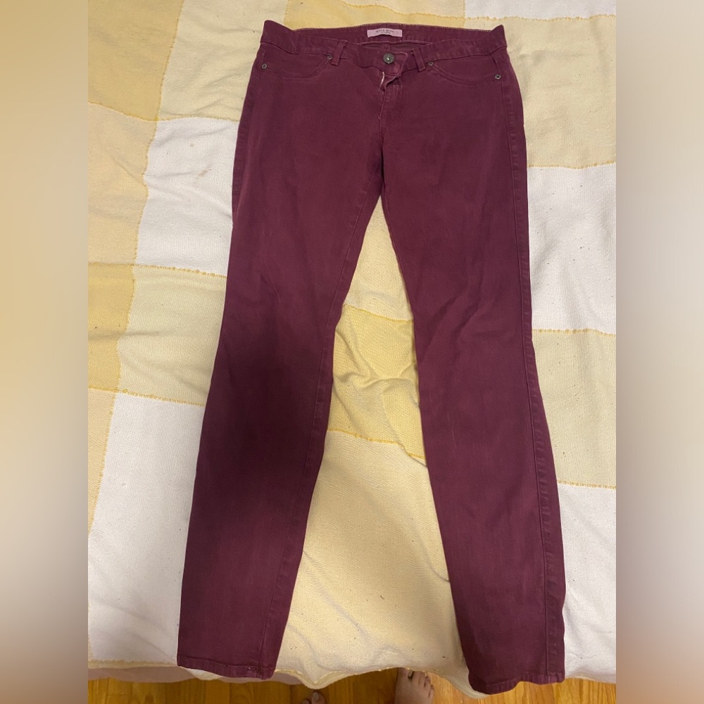 Rich and skinny maroon jeans